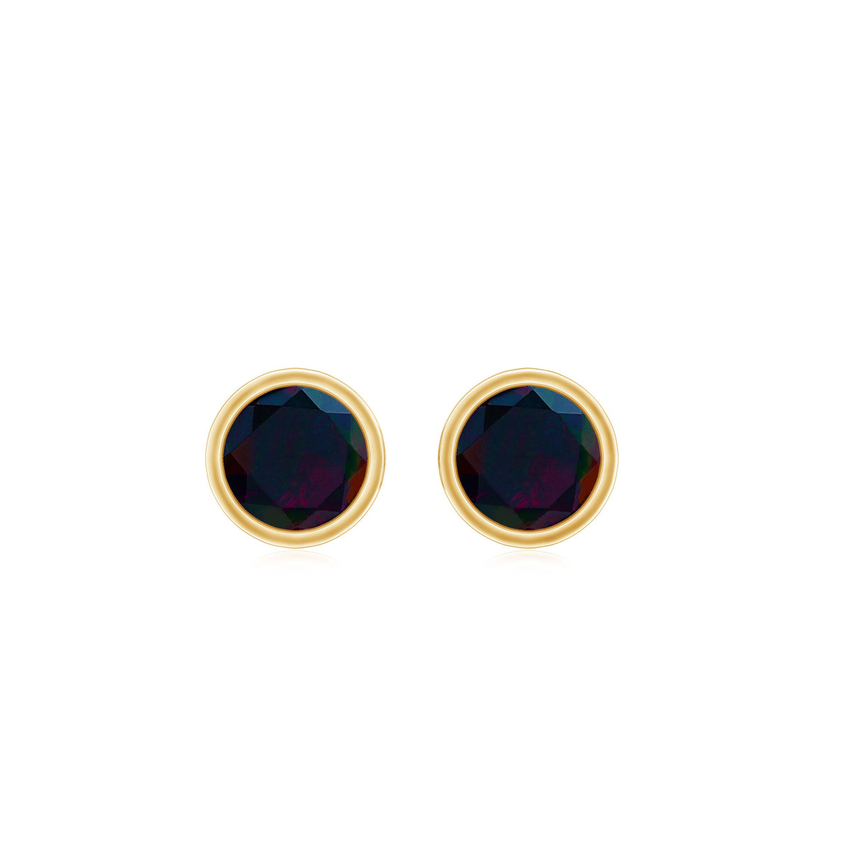 0.50 CT Dainty Black Opal Solitaire Stud Earrings in Bezel Setting