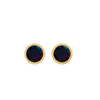 0.50 CT Dainty Black Opal Solitaire Stud Earrings in Bezel Setting