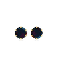0.9 Carat Round Shape Black Opal Solitaire Stud Earrings