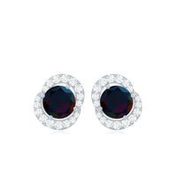 Natural Black Opal Stud Earrings with Diamond
