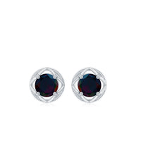 1/2 CT Round Shape Black Opal Solitaire Floral Stud Earrings
