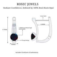 0.9 Carat Round Cut Black Opal J Hoop Earrings for Women