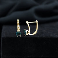 0.9 Carat Round Cut Black Opal J Hoop Earrings for Women
