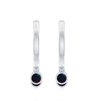 Three Stone Genuine Black Opal Hoop Drop Earrings with Certificate