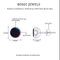 Bezel Set 1.6 Carat Black Opal Stud Earrings with Certificate
