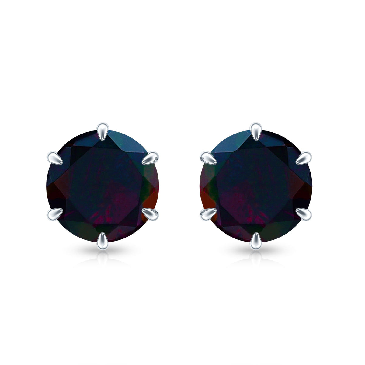 6 MM Claw Set Black Opal Solitaire Stud earrings