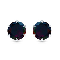 6 MM Claw Set Black Opal Solitaire Stud earrings