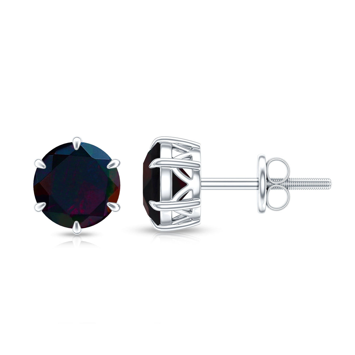 6 MM Claw Set Black Opal Solitaire Stud earrings
