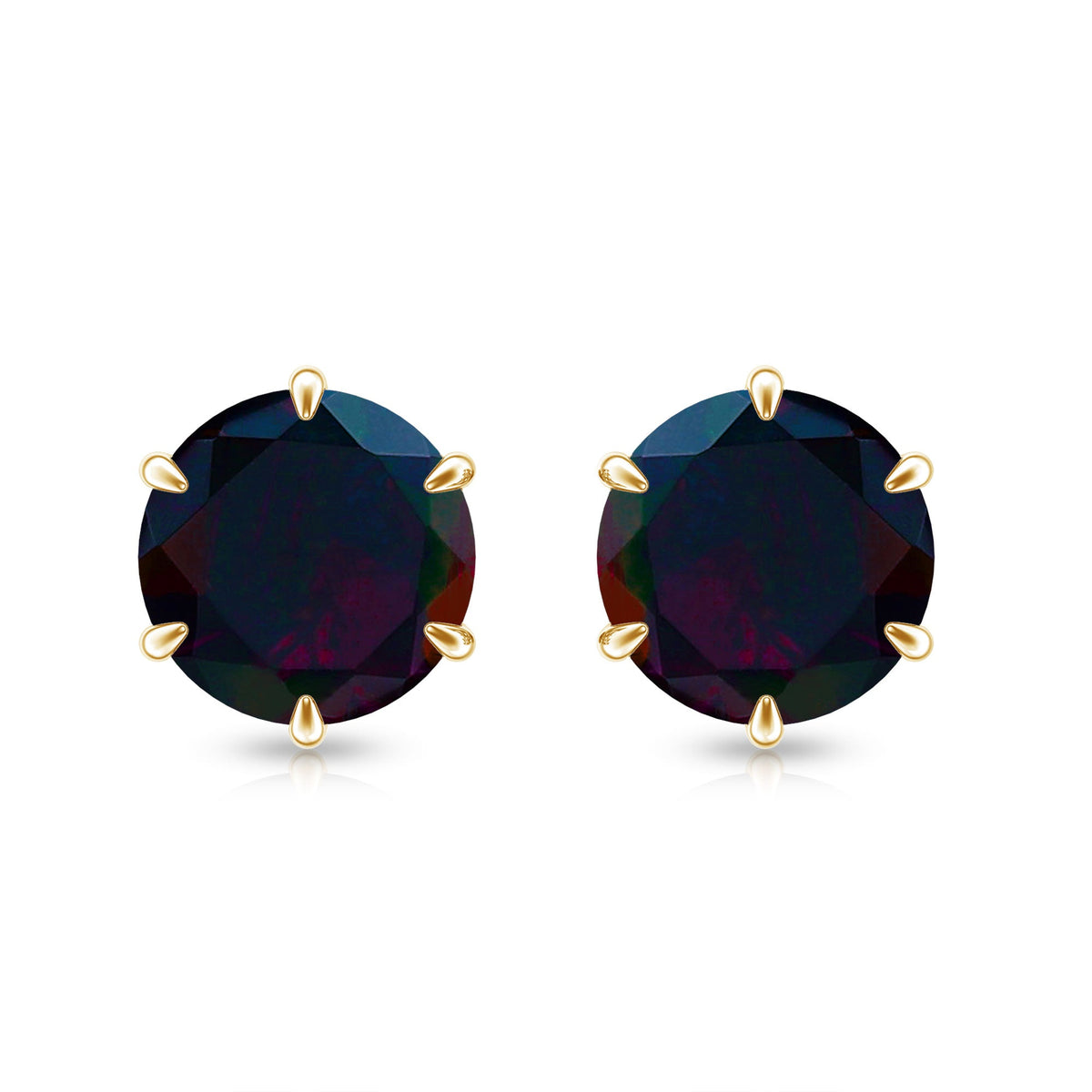 6 MM Claw Set Black Opal Solitaire Stud earrings