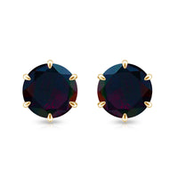 6 MM Claw Set Black Opal Solitaire Stud earrings