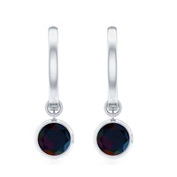 Natural Bezel Set Black Opal Dangle Hoop Earrings For Women