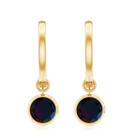 Natural Bezel Set Black Opal Dangle Hoop Earrings For Women