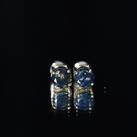 Genuine Black Opal Solitaire Stud Earrings with Screw Back