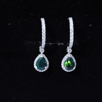 Natural 2 Carat Black Opal Teardrop Earrings with Moissanite