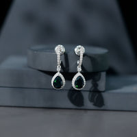 Natural 2 Carat Black Opal Teardrop Earrings with Moissanite