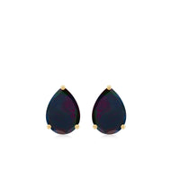 Genuine 5X7mm Pear Shaped Black Opal Stud Earrings