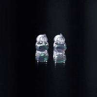 1.8 Carat Oval Black Opal Solitaire Stud Earrings with Diamond