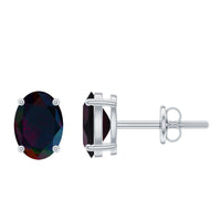1.8 Carat Real Black Opal Solitaire Stud Earrings in 4 Prong Setting
