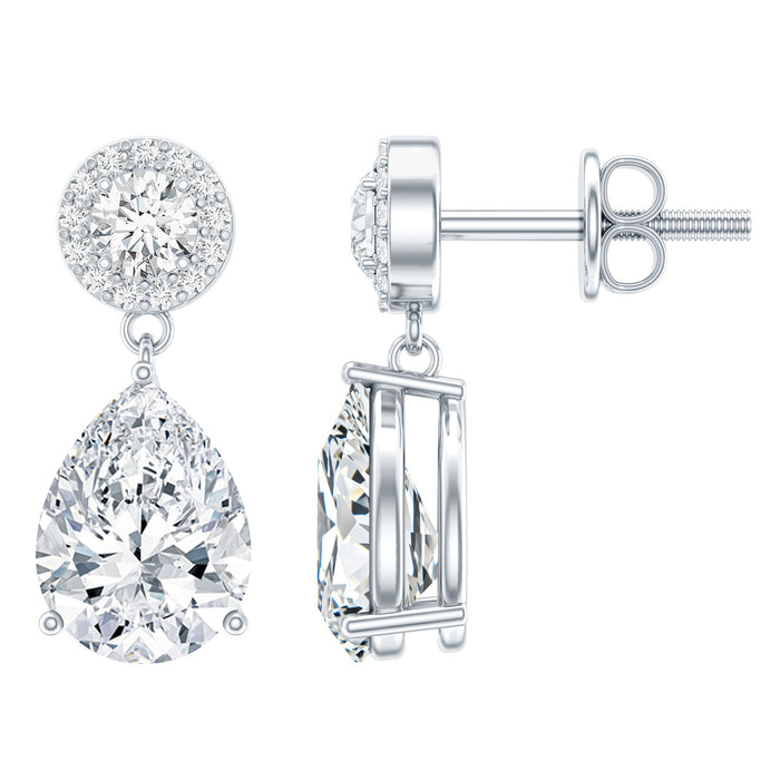 Rosec Jewels 7x9 mm zirconia pear drop earrings with sparkling clear stones, perfect for wedding jewelry and special occasions.