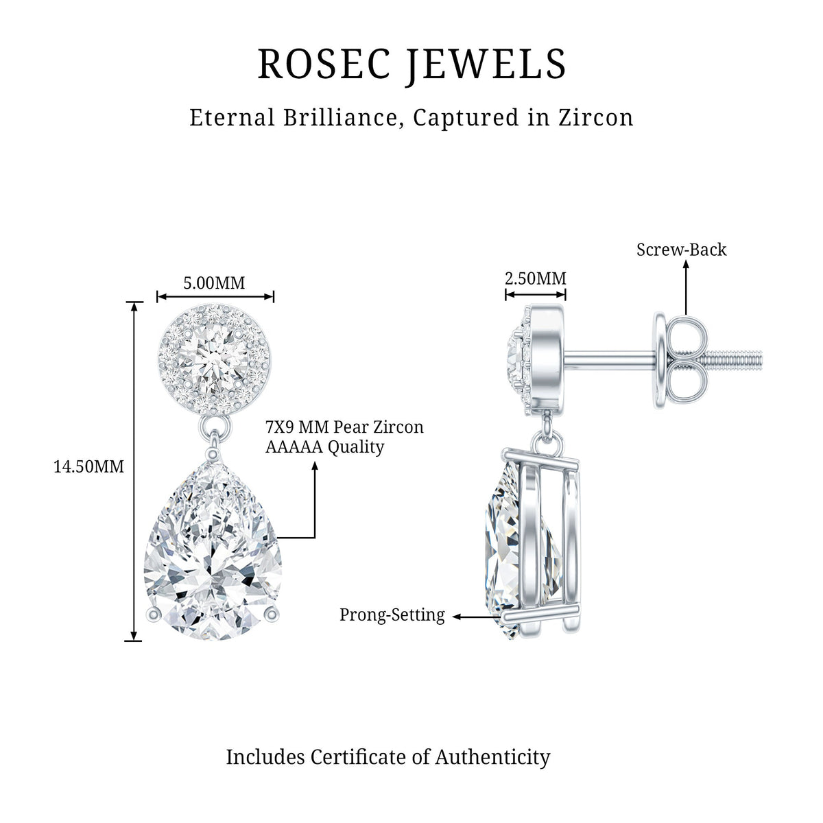 Classic Zircon Bridal Drop Earrings