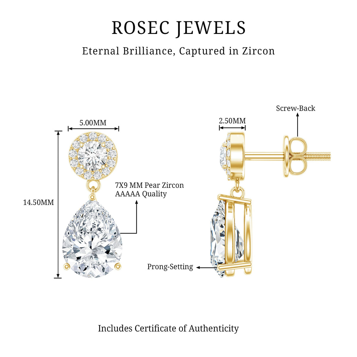 Classic Zircon Bridal Drop Earrings