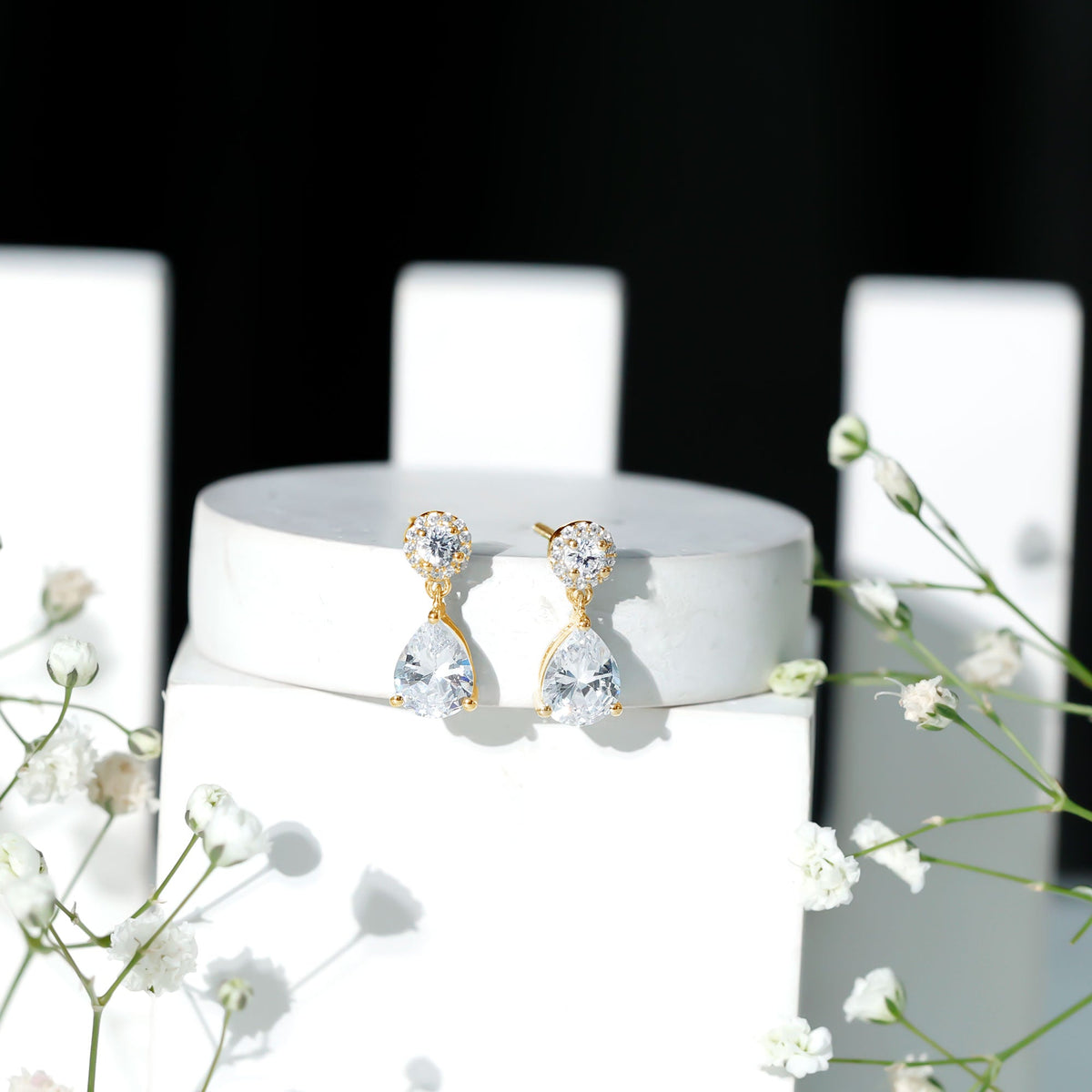 Classic Zircon Bridal Drop Earrings