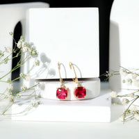Lab Created Ruby Drop Earrings For Women
