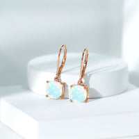 Cushion Cut Solitaire Ethiopian Opal Drop Earrings
