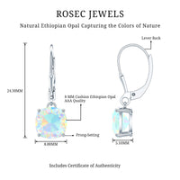 Cushion Cut Solitaire Ethiopian Opal Drop Earrings