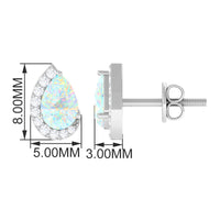 1.5 CT Ethiopian Opal Teardrop Stud Earrings with Diamond