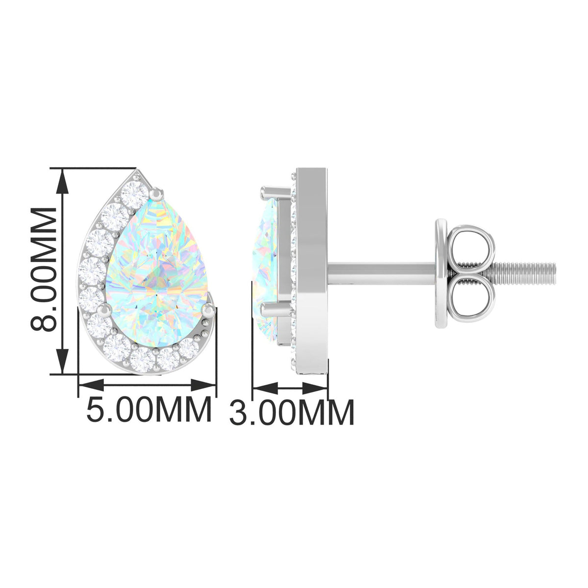 1.5 CT Ethiopian Opal Teardrop Stud Earrings with Diamond
