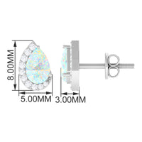 1.5 CT Ethiopian Opal Teardrop Stud Earrings with Diamond