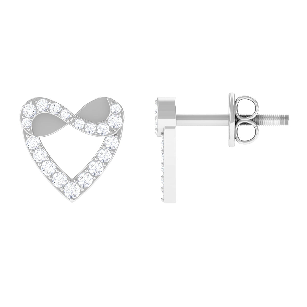 1/4 CT Round Diamond Infinity Heart Stud Earrings