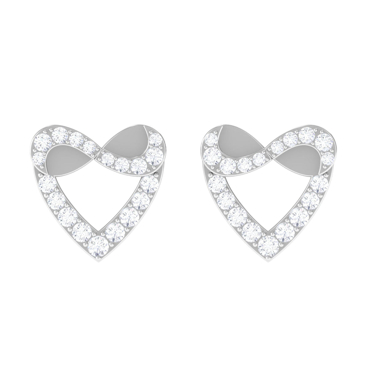 1/4 CT Round Diamond Infinity Heart Stud Earrings