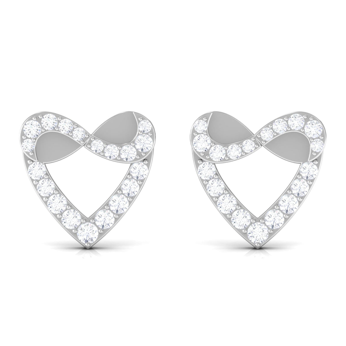 1/4 CT Round Diamond Infinity Heart Stud Earrings