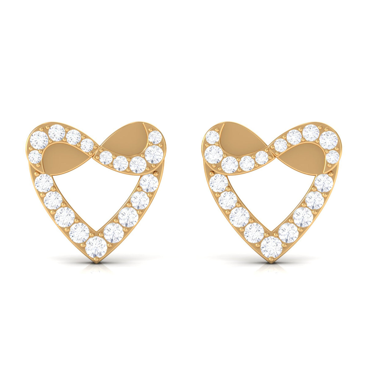 1/4 CT Round Diamond Infinity Heart Stud Earrings