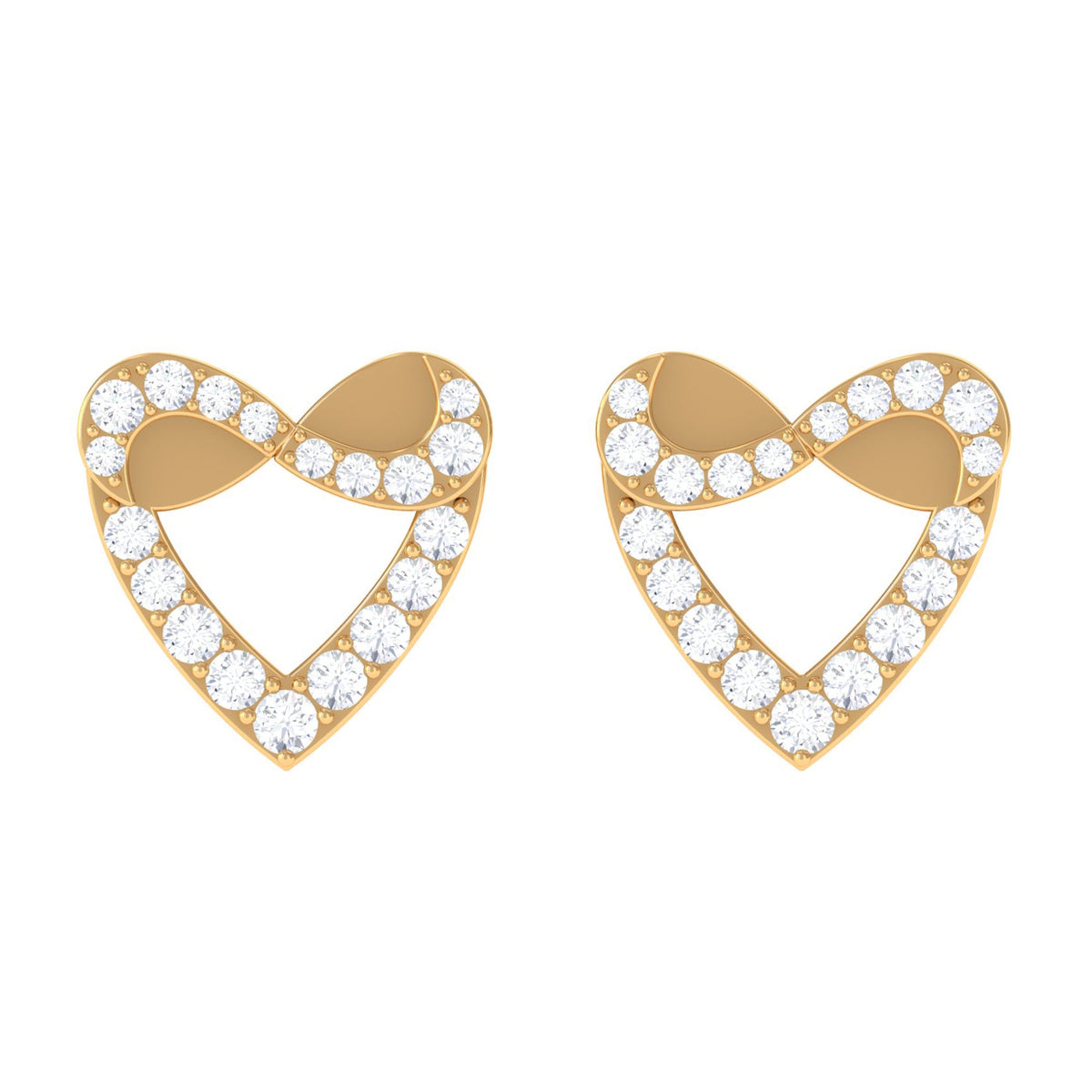 1/4 CT Round Diamond Infinity Heart Stud Earrings