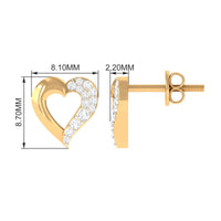 Certified Natural Diamond Heart Shaped Earrings with Screw Back