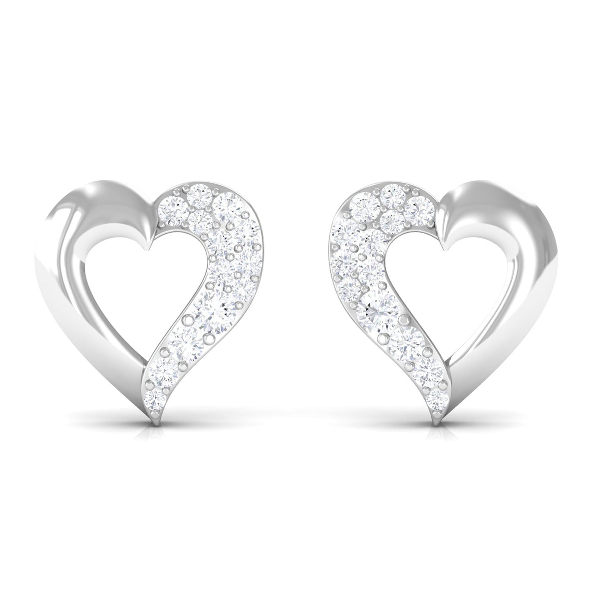 Certified Natural Diamond Heart Shaped Earrings with Screw Back