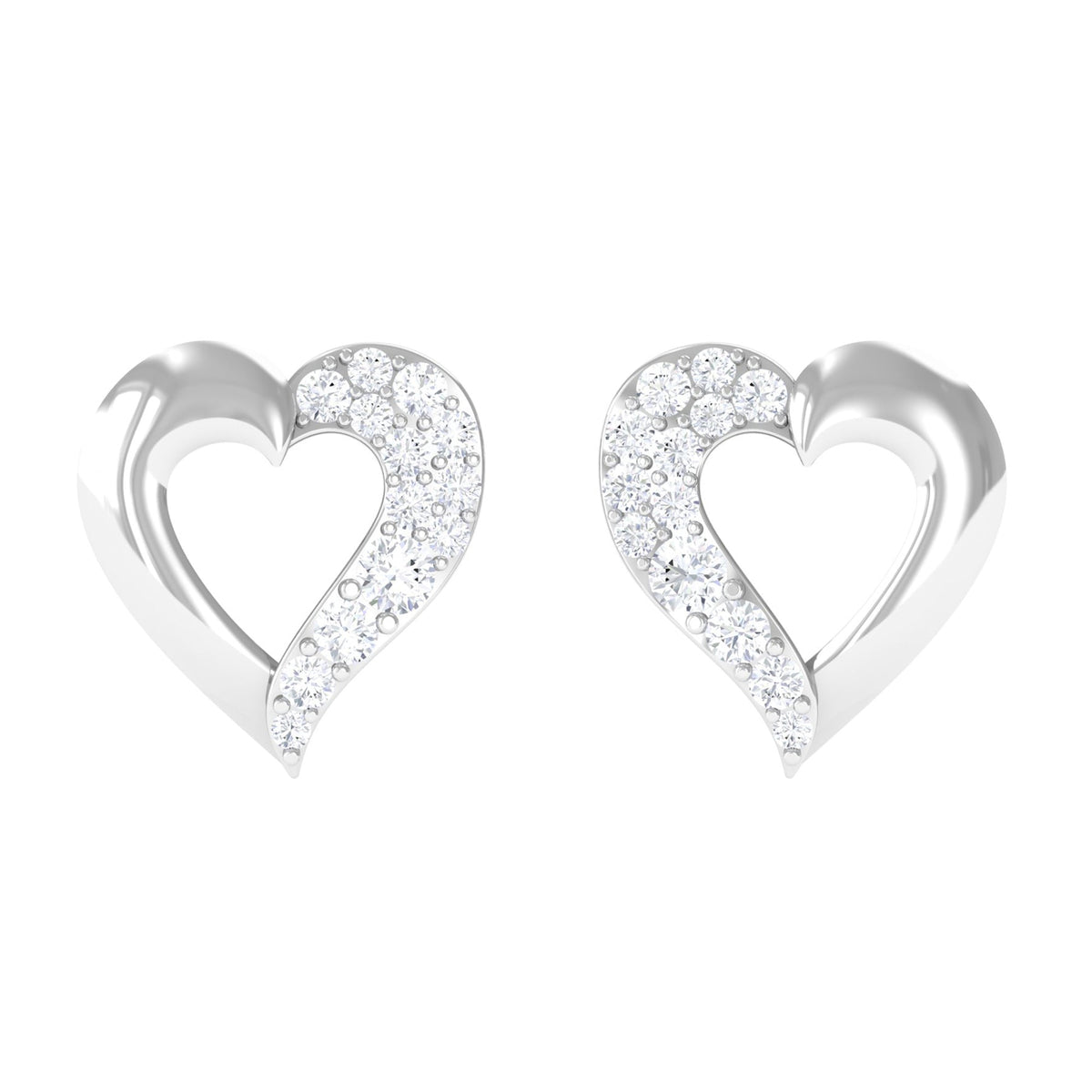 Certified Natural Diamond Heart Shaped Earrings with Screw Back