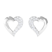 Certified Natural Diamond Heart Shaped Earrings with Screw Back