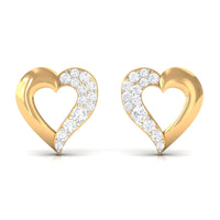 Certified Natural Diamond Heart Shaped Earrings with Screw Back