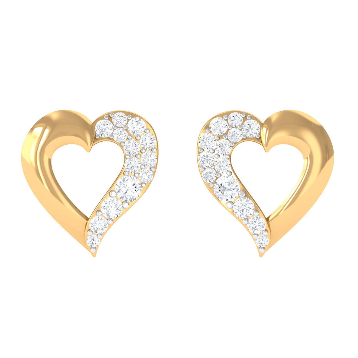 Certified Natural Diamond Heart Shaped Earrings with Screw Back