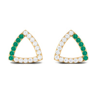 1/2 CT Emerald and Diamond Open Triangle Stud Earrings
