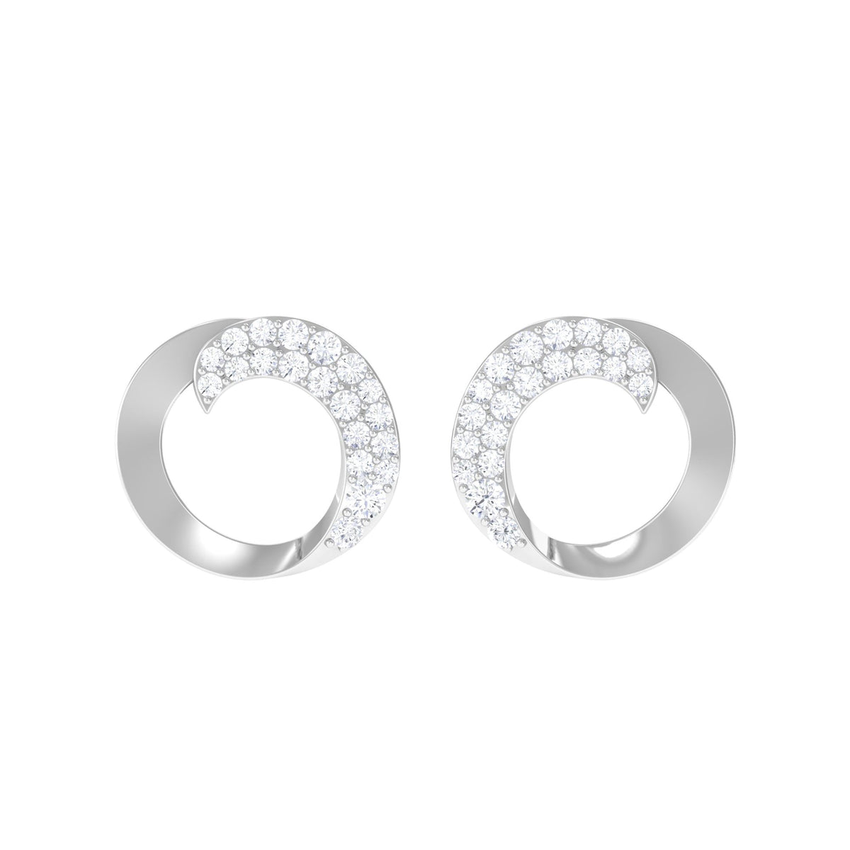 Certified Natural Diamond Circle Earrings with Screw Back