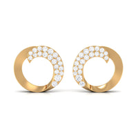 Certified Natural Diamond Circle Earrings with Screw Back