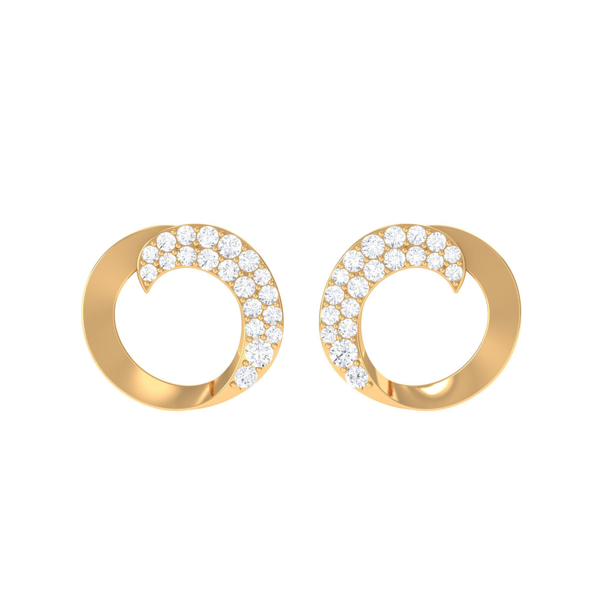 Certified Natural Diamond Circle Earrings with Screw Back