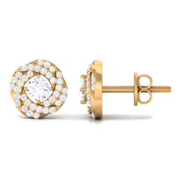 Classic Diamond Cluster Earrings with Screw Back