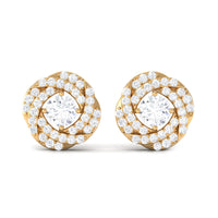 Classic Diamond Cluster Earrings with Screw Back