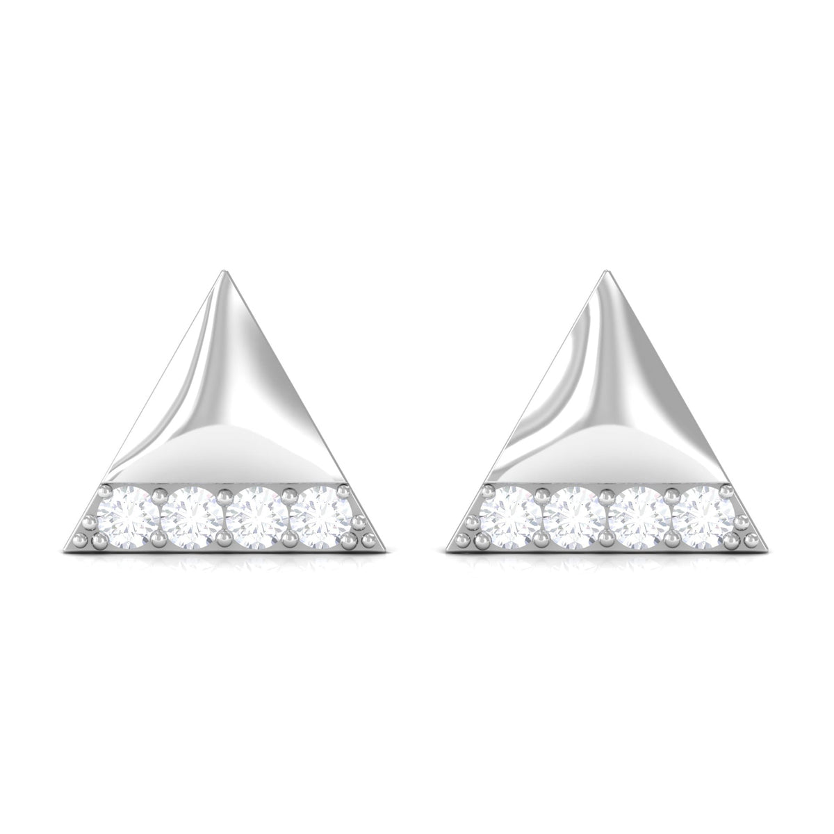 Round Cut Real Diamond Triangle Stud Earrings